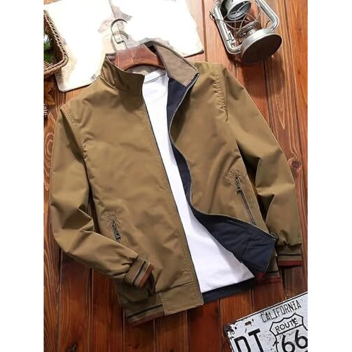 Lymio men jackets || bomber jacket for men || Lightweight Outwear Sportswear Polyester Standard Length Bomber Jacket (J4-6) (IN, Alpha, M, Khakhi)