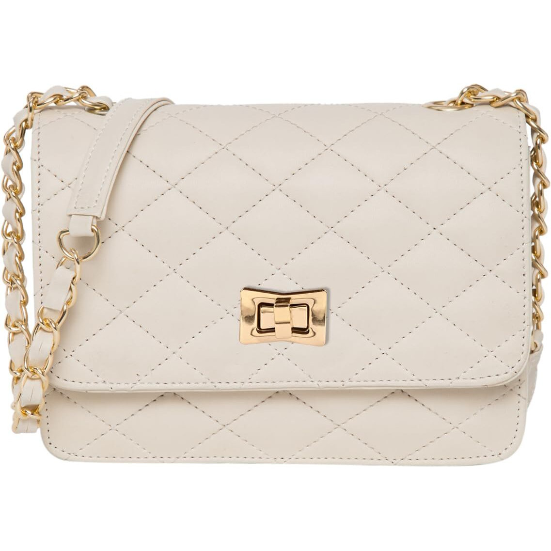 ADISA Women's Girls Quilted Cross Body Sling Bag (SL5059-Off White)