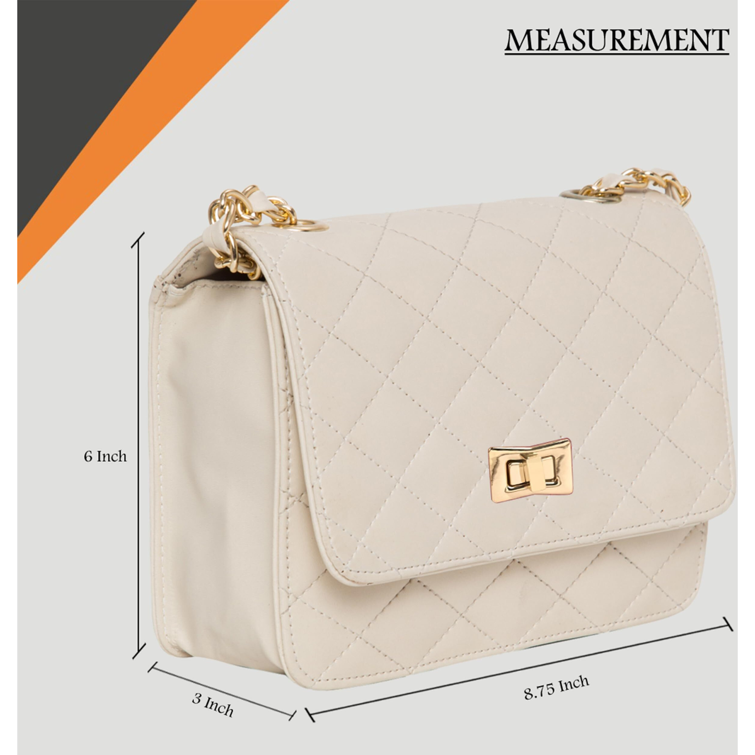 ADISA Women's Girls Quilted Cross Body Sling Bag (SL5059-Off White)
