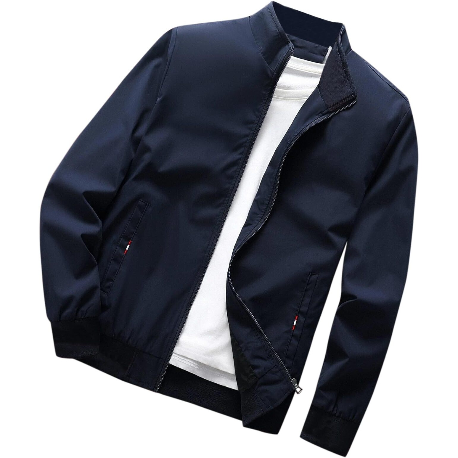 TAGAS Men's Polyester Standard Length Bomber Jacket (Mj-9015-Navy-Medium_Navy)