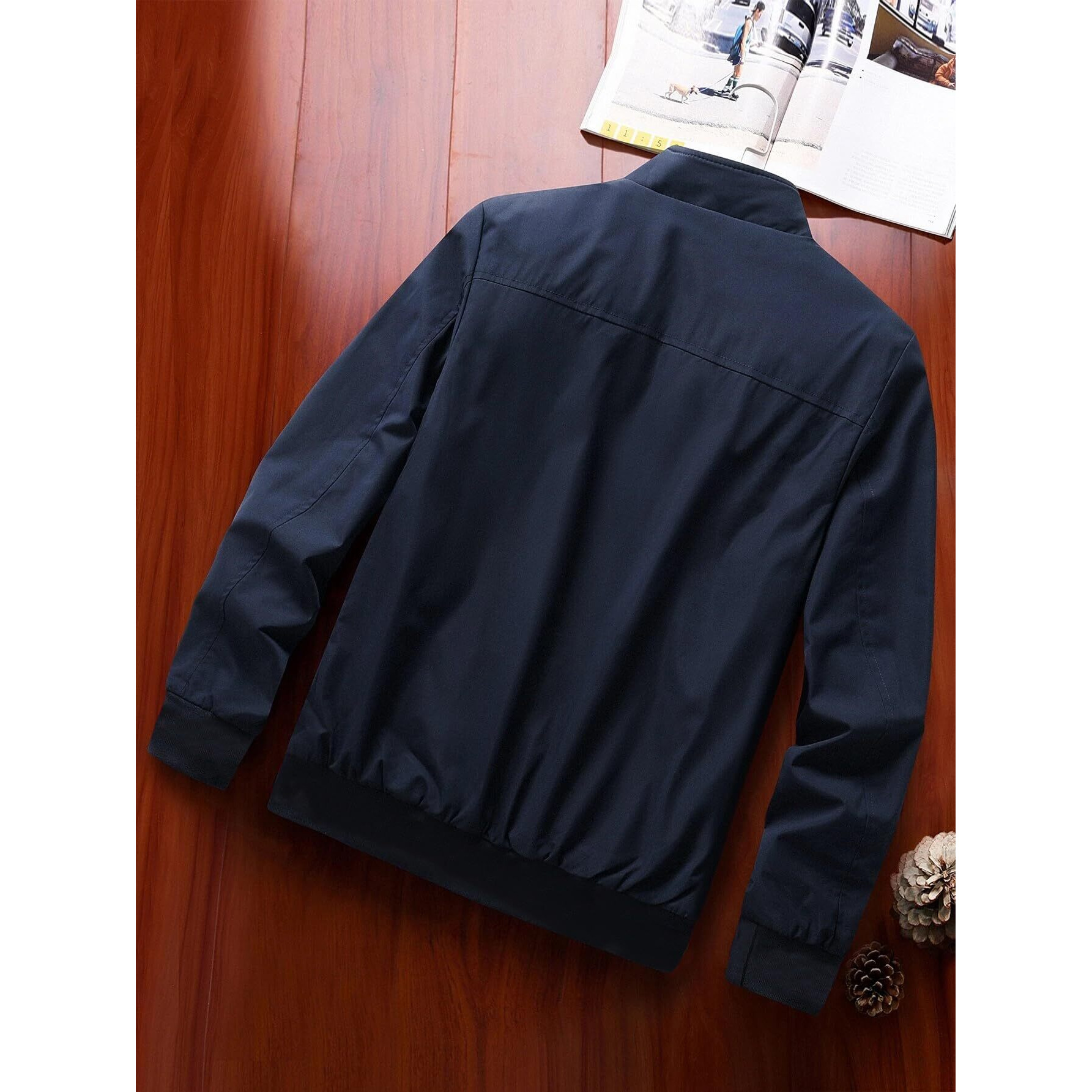 TAGAS Men's Polyester Standard Length Bomber Jacket (Mj-9015-Navy-Medium_Navy)
