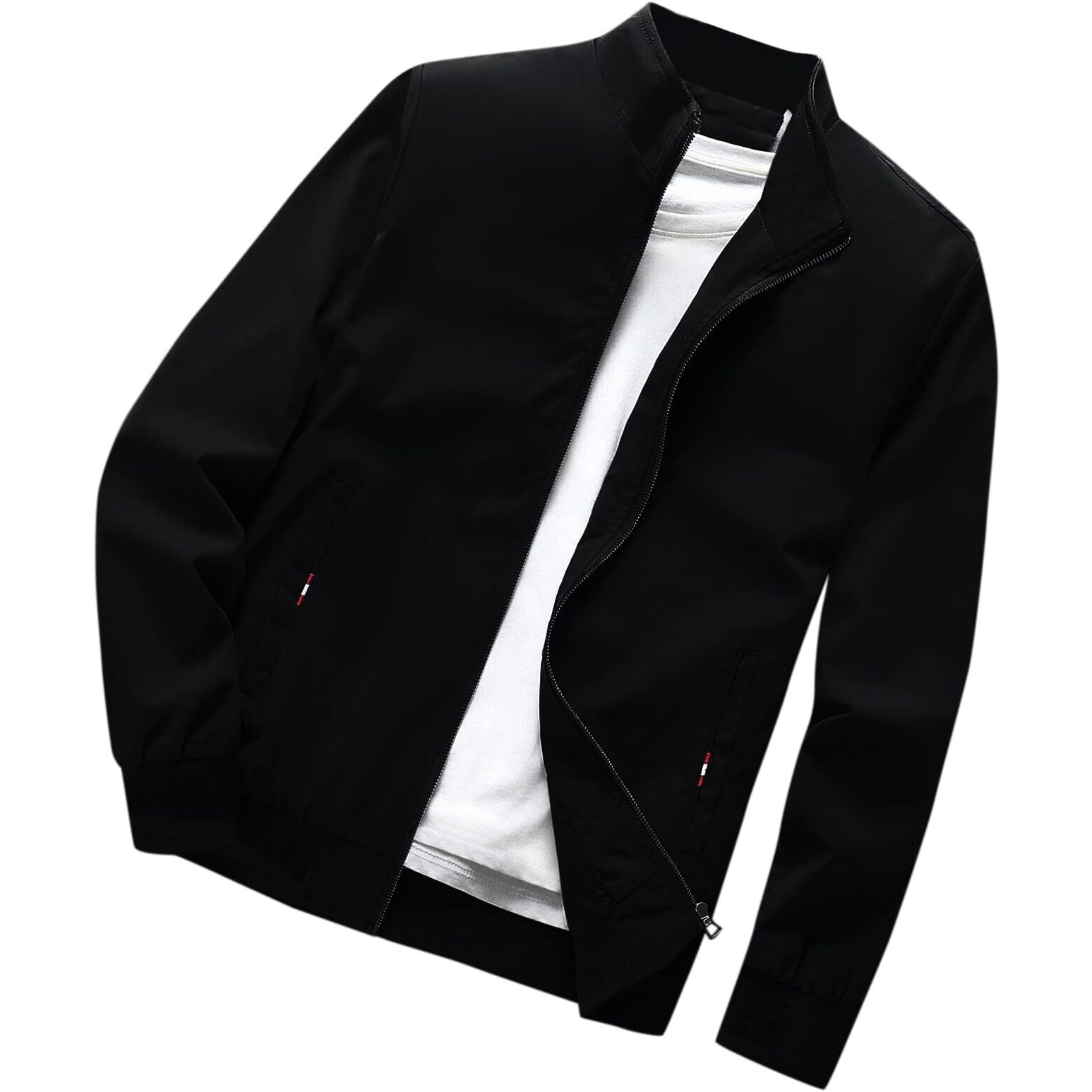 TAGAS Polyester Men's Standard Length Bomber Jacket(Mj-9015-Black-Medium_Black)