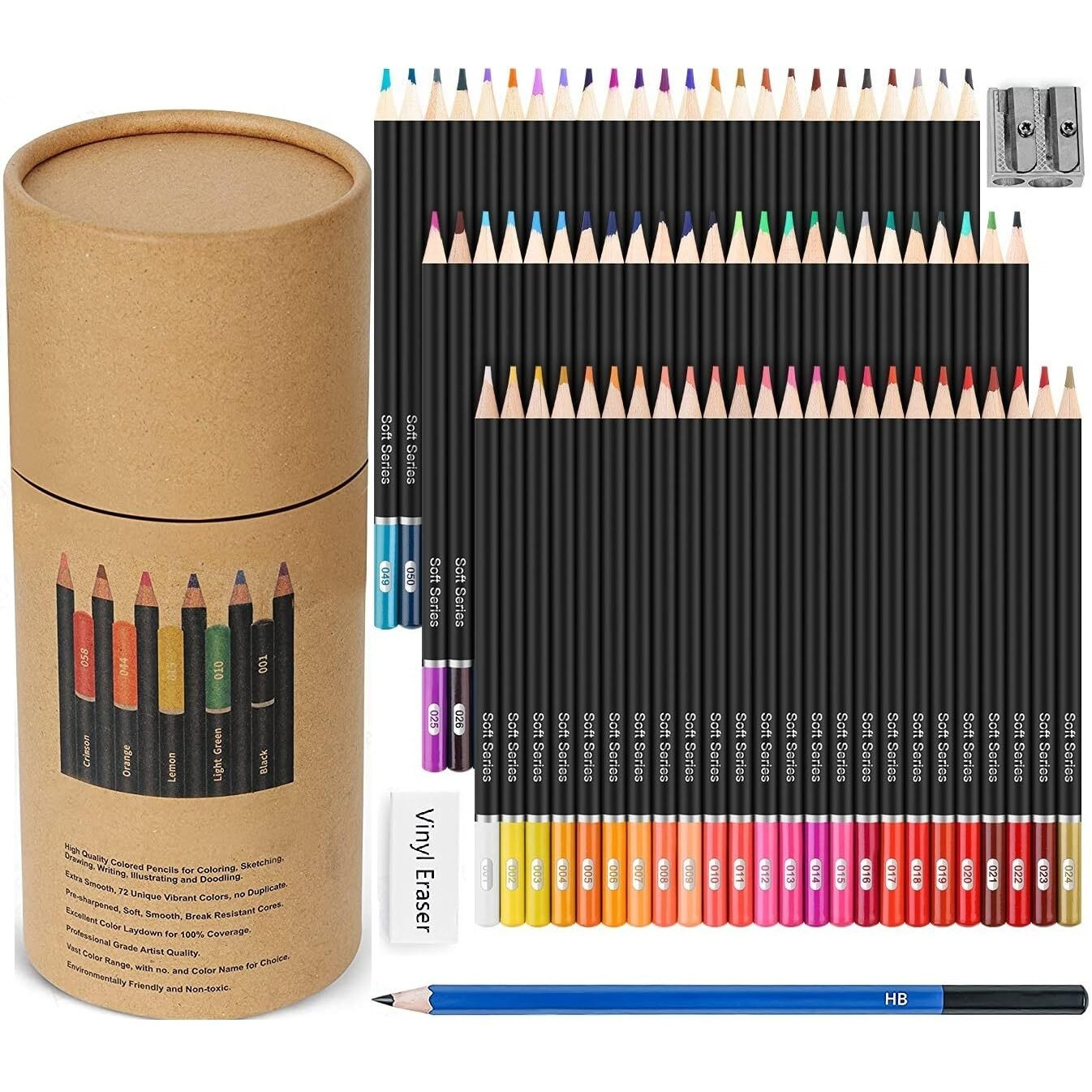 Corslet 75 Pc Pencil Colour Set 72 Colour Pencils for Artists 1 Sharpener 1 Eraser for Adult Coloring Books School Supplies Soft Core Colour Pencil Set for Kids Sketching Drawing Pencils Art Supplies