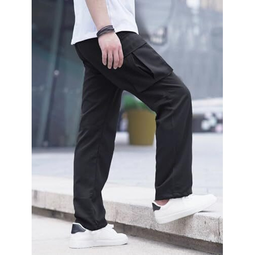Lymio Men Cargo || Men Cargo Pants || Men Cargo Pants Cotton || Cargos for Men (Cargo-01-04) (M, Black)