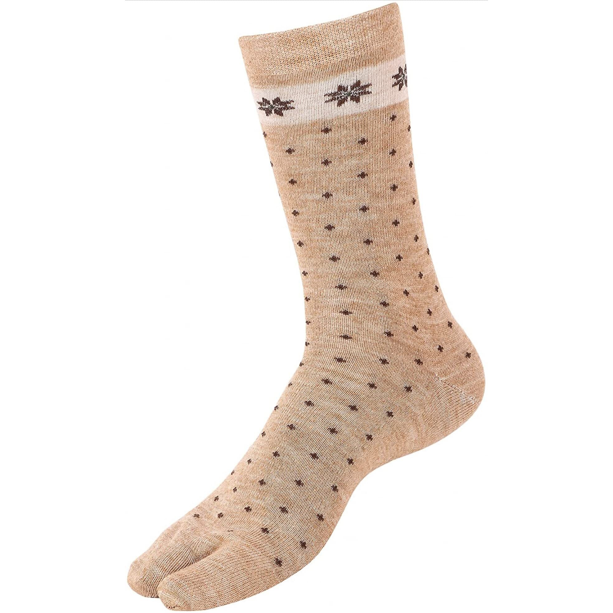 CREATURE Women's Warm Woolen Calf Length Thumb Socks - Set of 3 Pairs (Light Brown, Large)