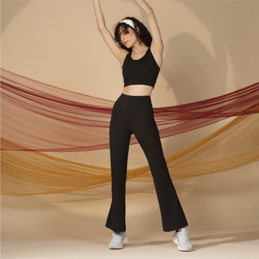 BlissClub Women's The Ultimate Flare Pants Lite| Relaxed Fit High Waist|Ankle Length Pants with Back Pocket