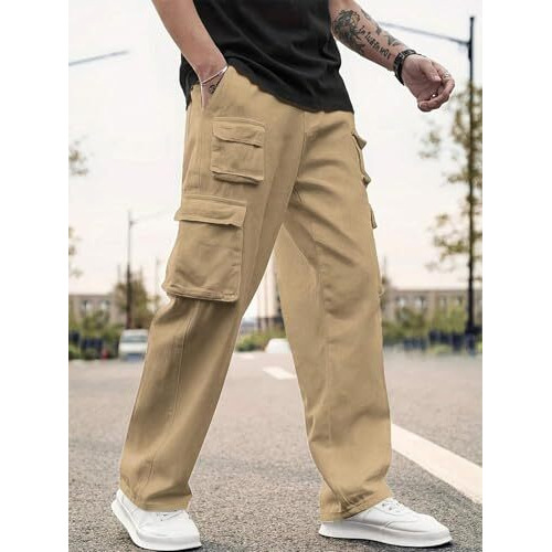 Lymio Men Cargo || Men Cargo Pants || Men Cargo Pants Cotton || Cargos for Men (Cargo-38-Khakhi-XL)