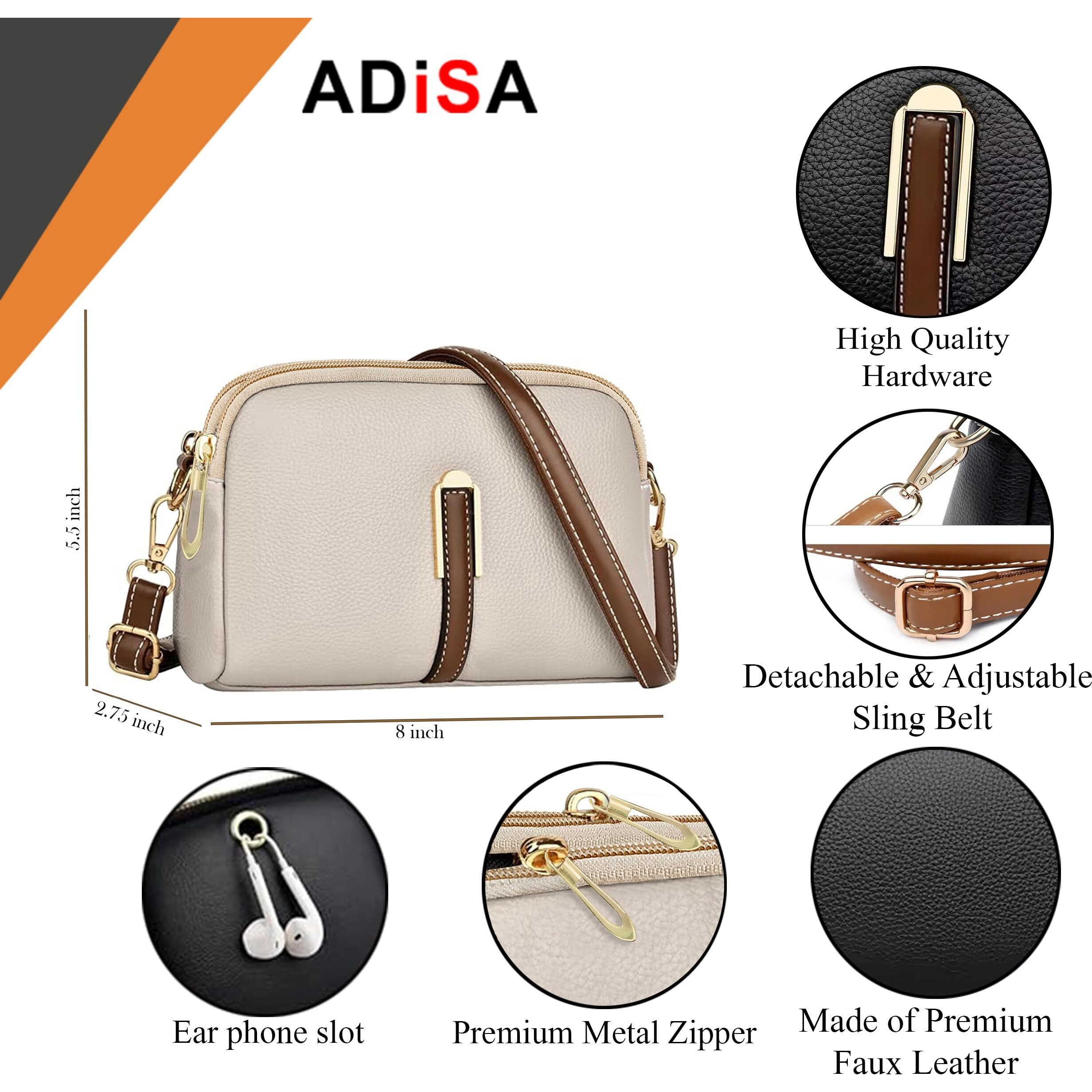 ADISA Women's Girls Grains Cross Body Sling Bag (SL5141-BEI)