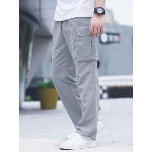 Lymio Men Cargo || Men Cargo Pants || Men Cargo Pants Cotton || Cargos for Men (Cargo-01-04) (L, Light Grey)
