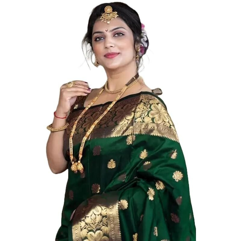 Yashika Women's Zari Woven Cotton Silk Jacquard Saree with Unstitched Blouse Material (AZ-YS-OG1-JYOTIKA Green
