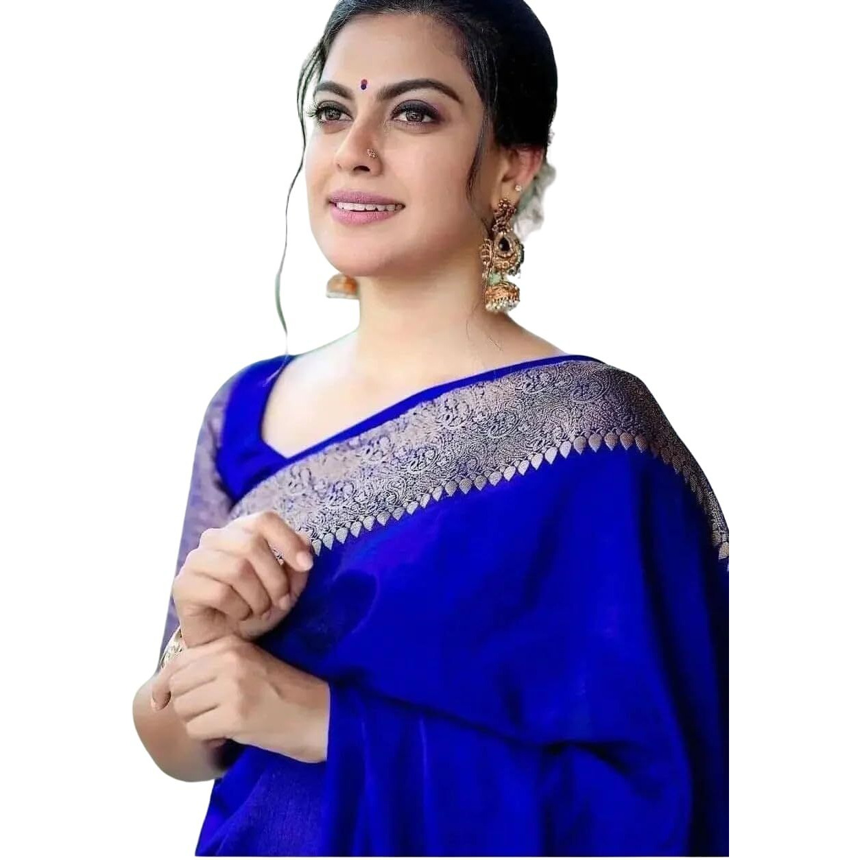 C J Enterprise Women's Pure Soft Kanjivaram Silk Saree for Wedding Kanchipuram Pattu Sarees Banarasi Cotton Latest Sari With Blouse Piece Design Wear ladies new sadi Party 2025 (Yatri-51) (Royal Blue)
