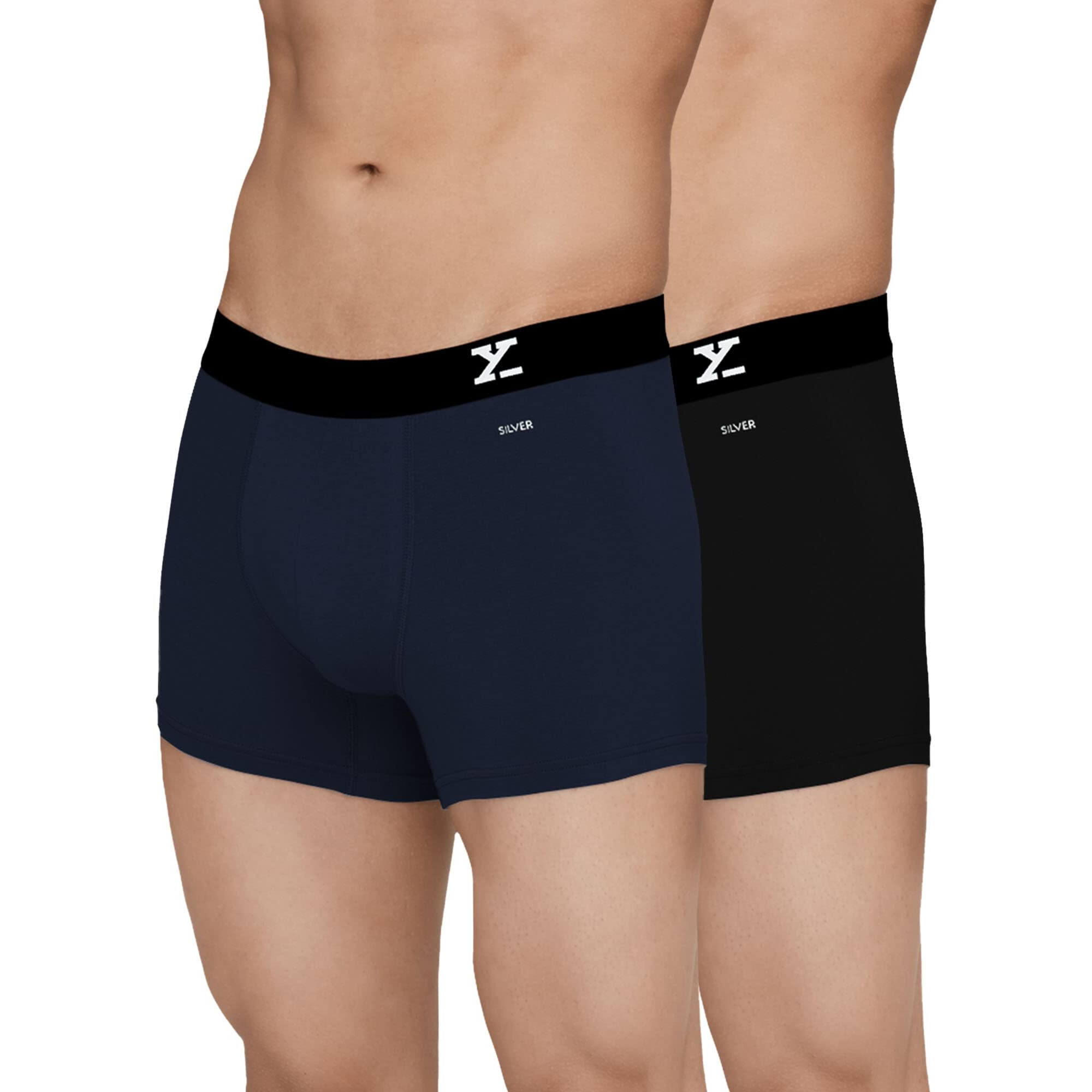 XYXX Cotton Regular Solid (Pack of 2) (Aero Trunks for Men Combo Black Iris_XL)