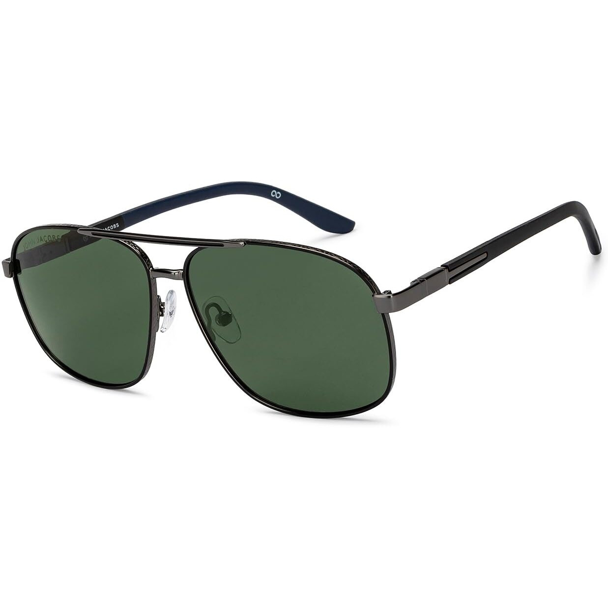 John Jacobs | Gunmetal - Grey | Full Rim Rectangular Stylish & Premium Polarized Sunglasses | Polarized and 100% UV Protected | Men & Women | Extra Wide | JJ S15860