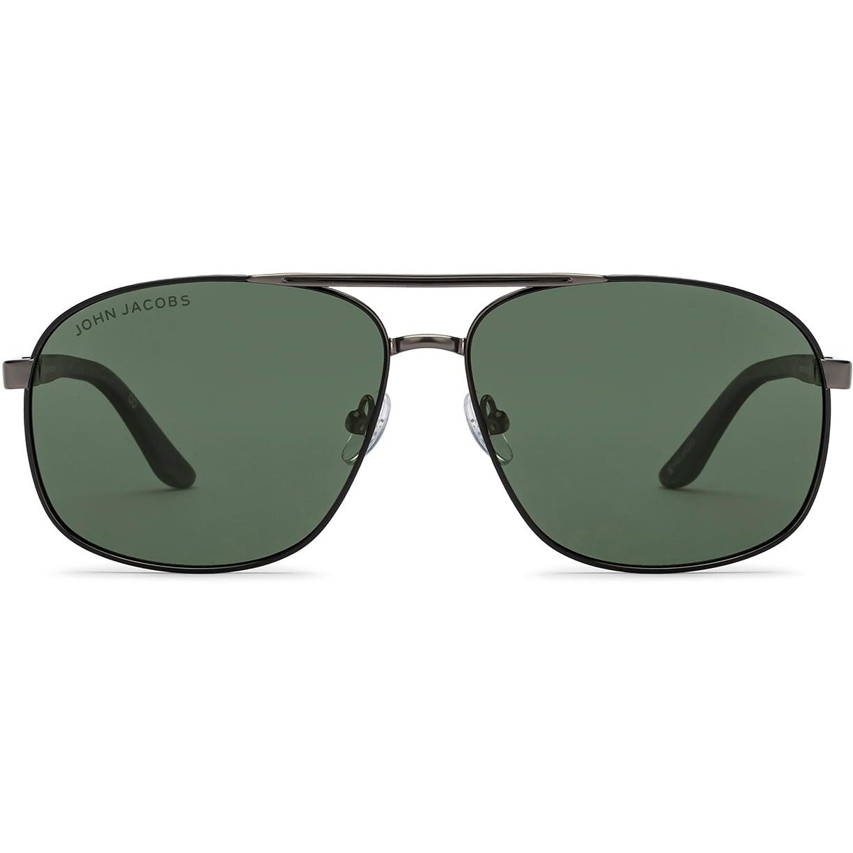John Jacobs | Gunmetal - Grey | Full Rim Rectangular Stylish & Premium Polarized Sunglasses | Polarized and 100% UV Protected | Men & Women | Extra Wide | JJ S15860