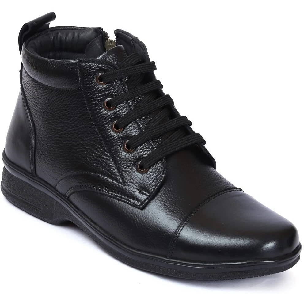 Zoom Boot for men Leather High Ankle Formal Casual Boot With Laces for Adults Super comfortable with Lightweight and Slip Resistant Sole ZA-1165 (Black)