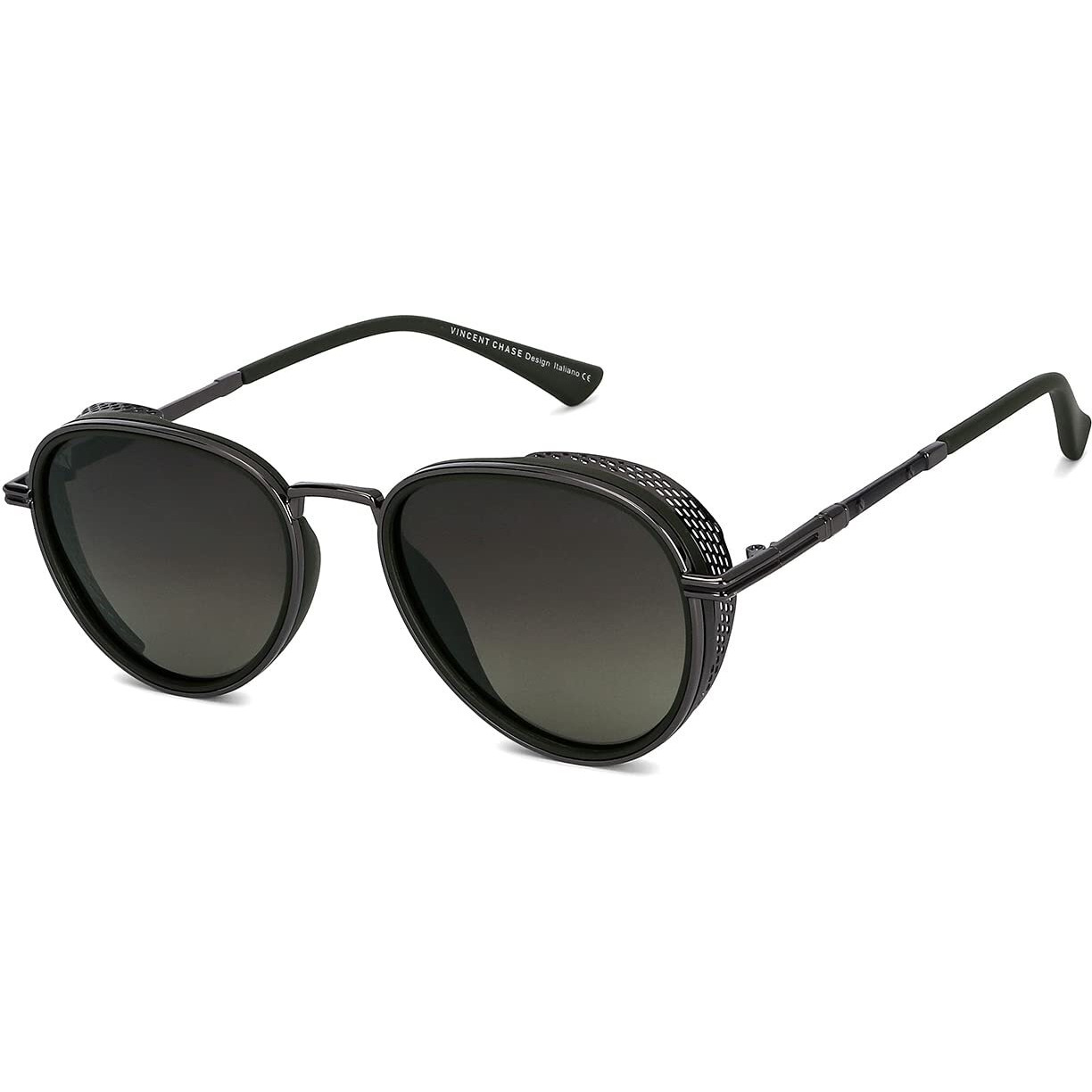 VINCENT CHASE EYEWEAR By Lenskart Aviator | Gunmetal Green Grey Gradient Full Rim Pilot Branded Latest And Stylish Sunglasses | Polarization And 100% Uv Protected | Men & Women | Large | Vc S13835