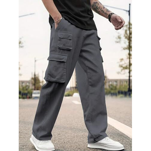 Men Cargo || Men Cargo Pants || Men Cargo Pants Cotton || Cargos for Men (Cargo-38-41) (L, Grey)