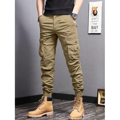 Lymio Men Cargo || Men Cargo Pants || Men Cargo Pants Cotton || Cargos for Men (Cargo-09-12) (M, Khakhi)