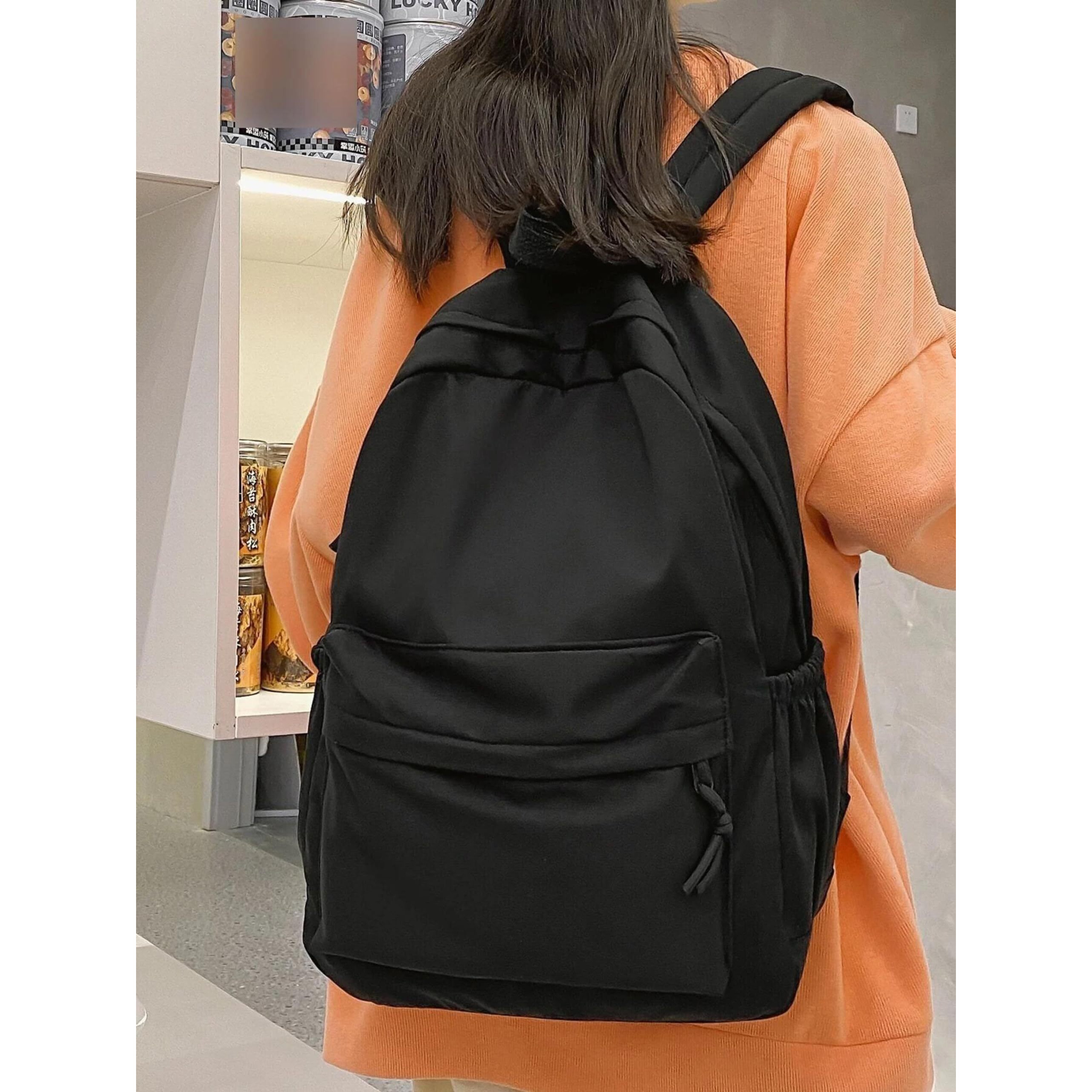 Glowic Unisex's Backpack Collage Women Black Bags for School (WBAG-94) Medium