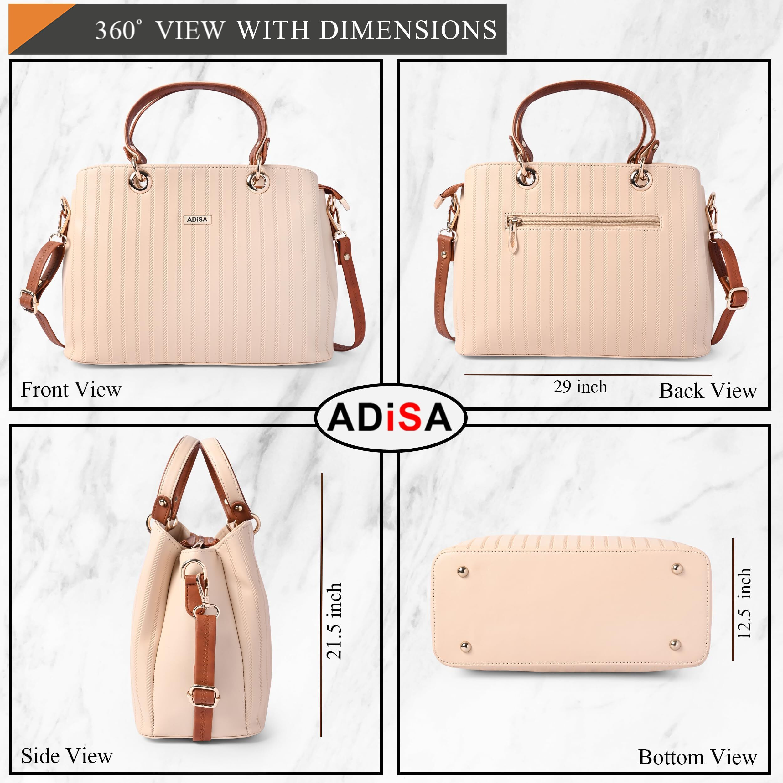 ADISA texture stripes handbag shoulder bag for women and girls with sling belt (AD4074-CRE)