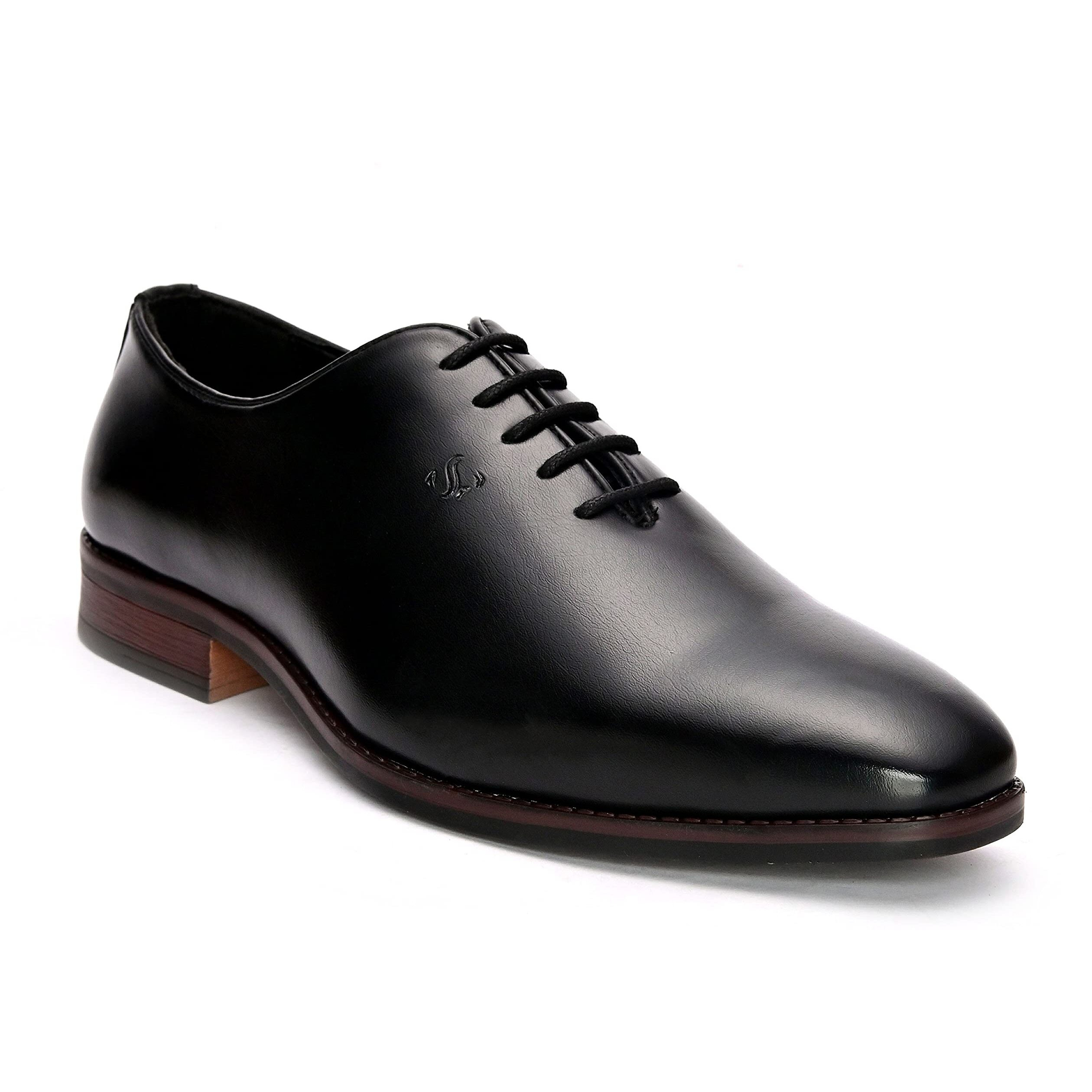 San Frissco Men's Shoe Black Leather  Round Toe Formal Oxfords Wrinkle-Free Patent Upper, Lightweight Design, and Cushioned Footbed for All-Day Comfort