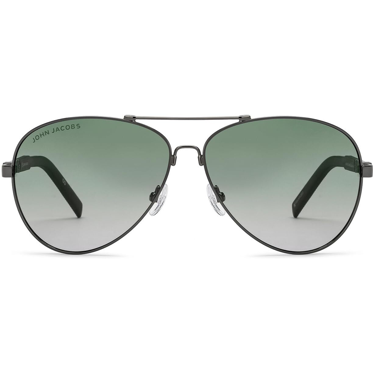 John Jacobs | Gunmetal - Green | Full Rim Pilot Stylish & Premium Polarized Sunglasses | Polarized and 100% UV Protected | Men & Women | Extra Wide | JJ S15863