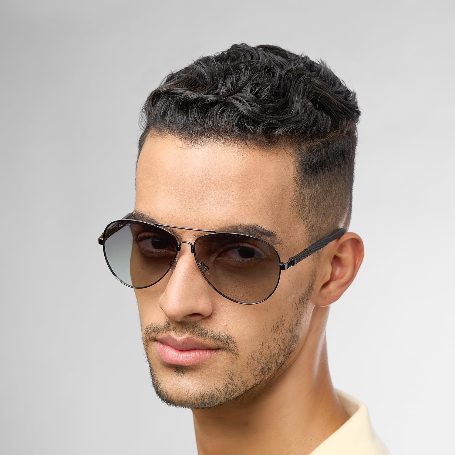 John Jacobs | Gunmetal - Green | Full Rim Pilot Stylish & Premium Polarized Sunglasses | Polarized and 100% UV Protected | Men & Women | Extra Wide | JJ S15863