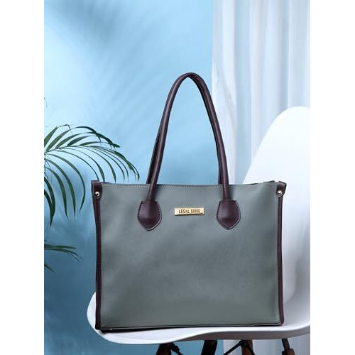 LEGAL BRIBE Women Textured Tote Bag (Green)