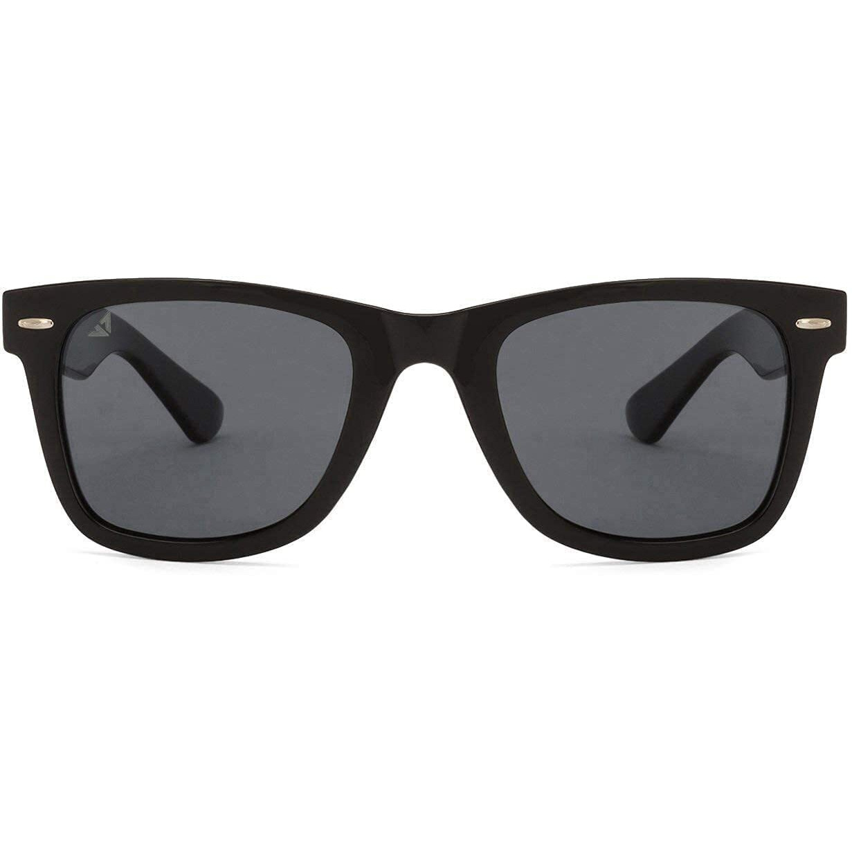 VINCENT CHASE EYEWEAR By Lenskart | Full Rim Square | Polarized and 100% UV Protected Sunglasses | Men & Women | Large | VC 5147/P (Color-Black Frame/Grey Lens)-Pack of 1