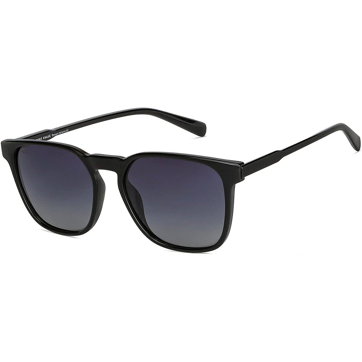 VINCENT CHASE EYEWEAR By Lenskart | Full Rim Wayfarer Branded Latest and Stylish Sunglasses | Polarized and 100% UV Protected | Men & Women | Large | VC S13980 (Color-Black/Lens Blue)-Pack of 1