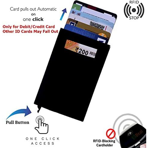 Stealodeal Black RFID Protected Aluminum pop Up Jacket Debit/Credit/ATM Card Holder (Unisex)