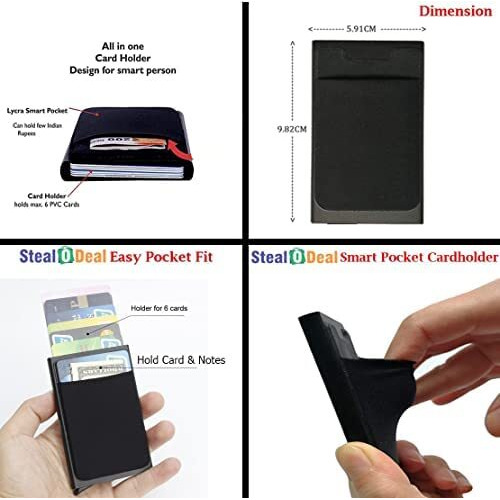 Stealodeal Black RFID Protected Aluminum pop Up Jacket Debit/Credit/ATM Card Holder (Unisex)