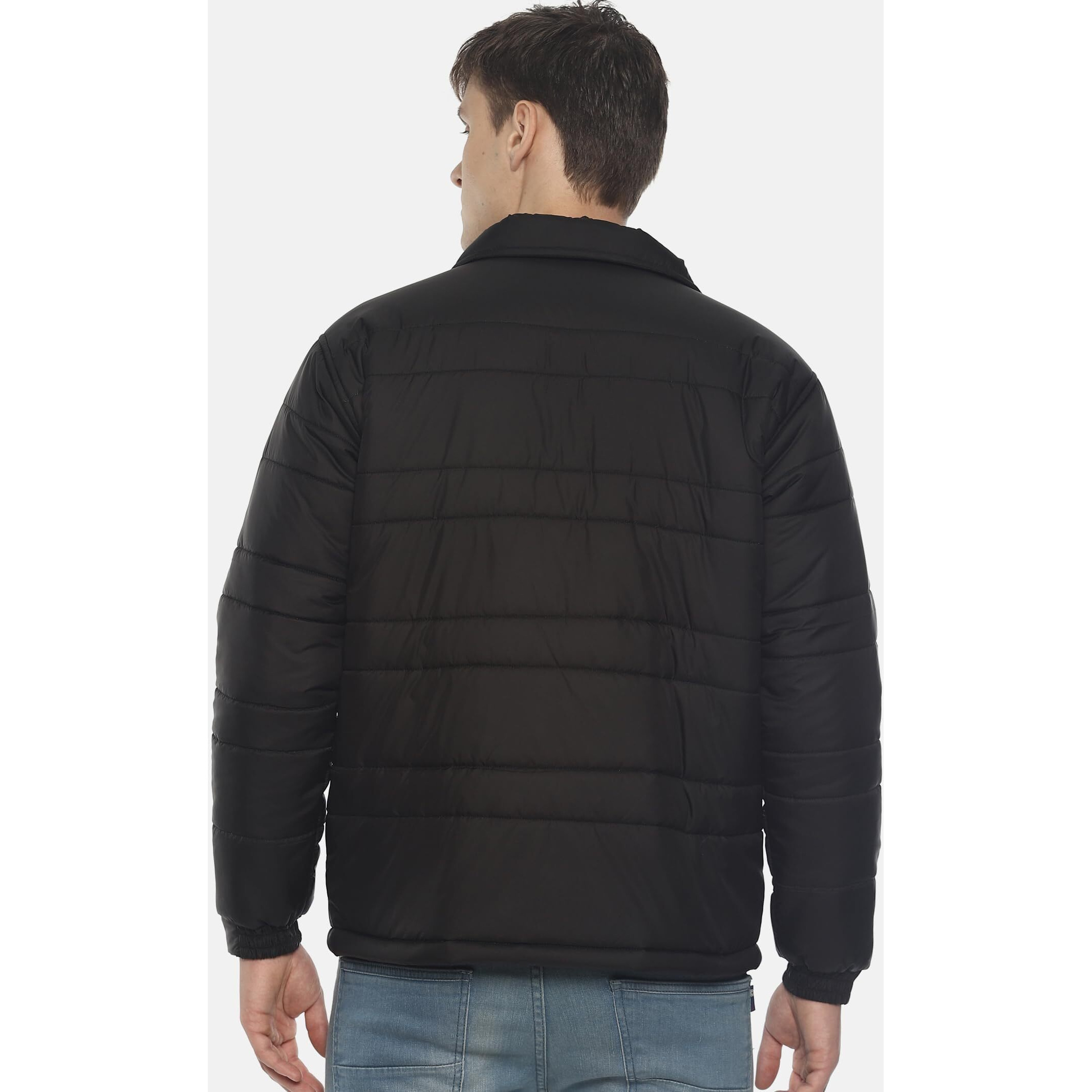 VROJASS Full Sleeve Solid Men's Bomper Jacket (XL, Black)(VROBJF-BK-XL)