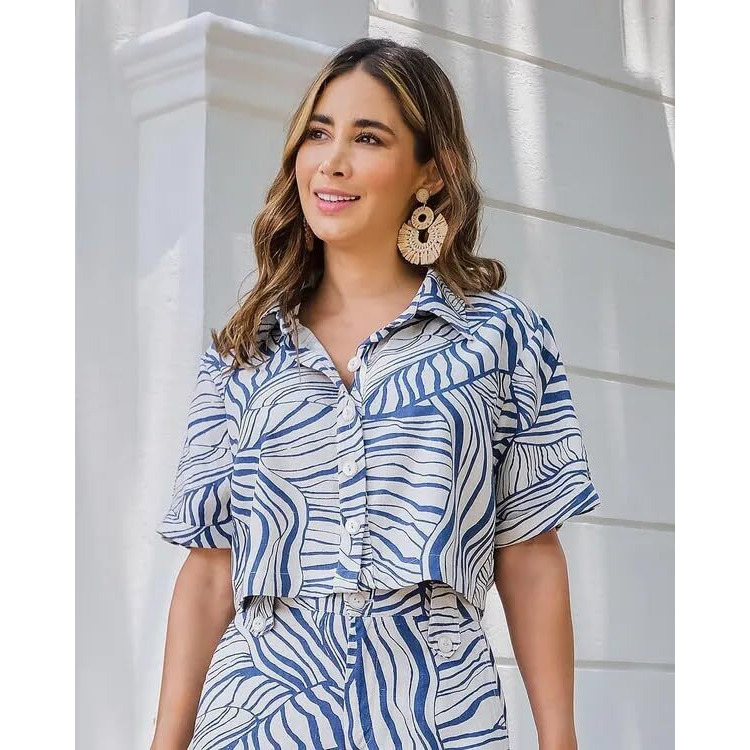 Leriya Fashion Women's Rayon Geometric Regular Dress (LF-W1872&TR920_Blue_M)