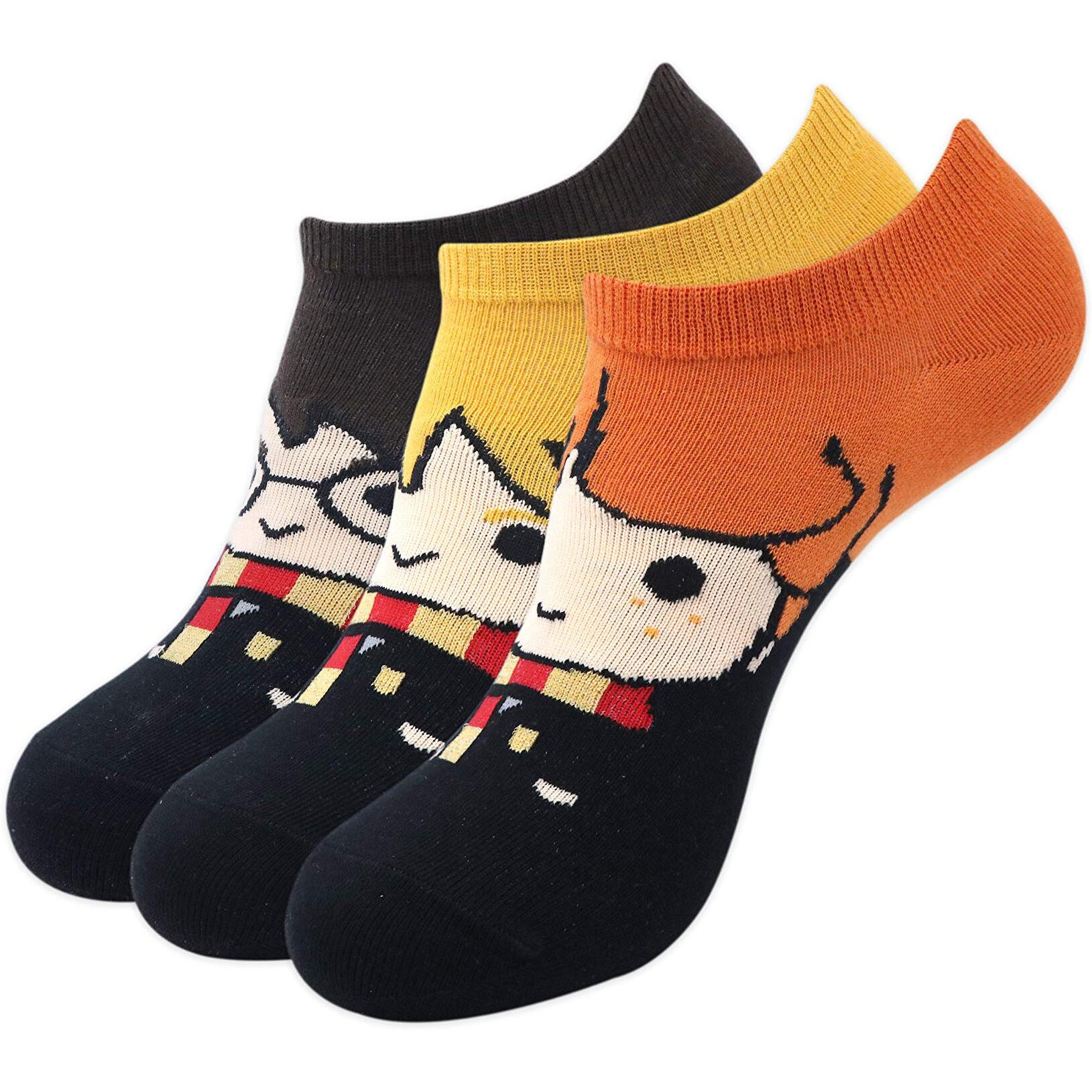 BALENZIA x Harry Potter Women's character lowcut socks- Harry, Ron & Hermione Made with 100% Combed Cotton & Spandex(Pack of 3) (Multicolour) (Free Size)