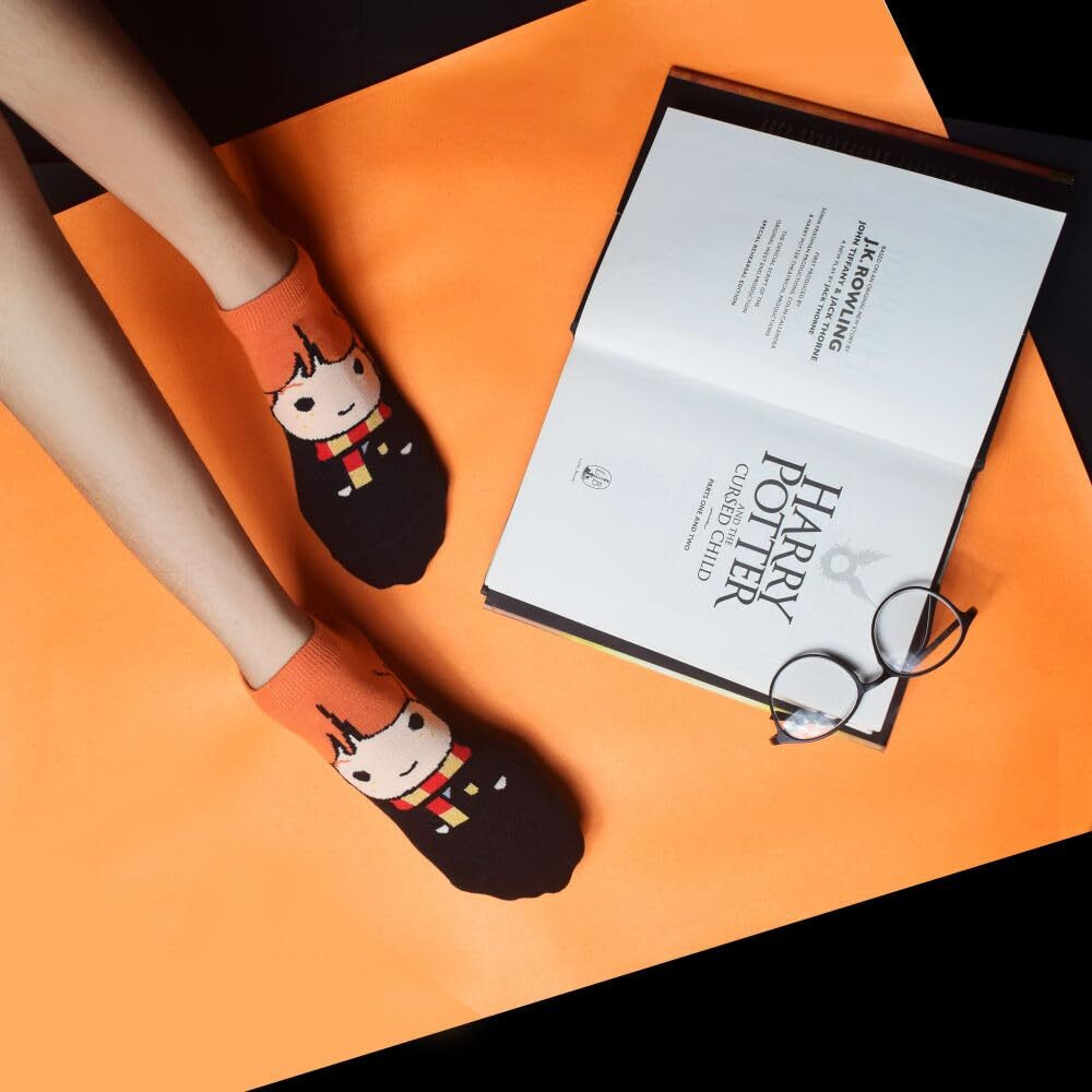 BALENZIA x Harry Potter Women's character lowcut socks- Harry, Ron & Hermione Made with 100% Combed Cotton & Spandex(Pack of 3) (Multicolour) (Free Size)