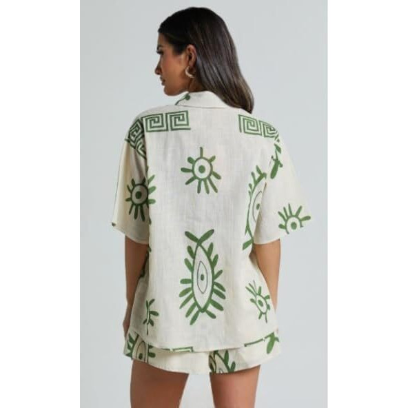 LERIYA FASHION Women's Rayon Geometric Co ord Set Pack of 1 (LF-W2011&SH257_White_XL)