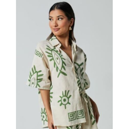LERIYA FASHION Women's Rayon Geometric Co ord Set Pack of 1 (LF-W2011&SH257_White_XL)