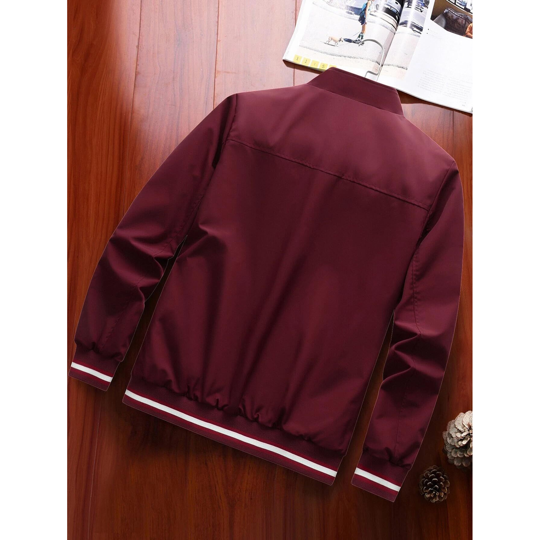 TAGAS Men's Bomber Polyester Short Length Jacket MJ-9090-XXL_Wine