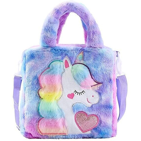 ADISA Unicorn Toddler Bag Princess Cute Crossbody Handbags Gift for Girls (Purple)