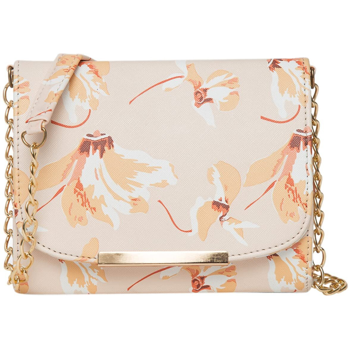 ADISA Women Girls Floral Print Sling Bag (SL5072-CRE_Cream)