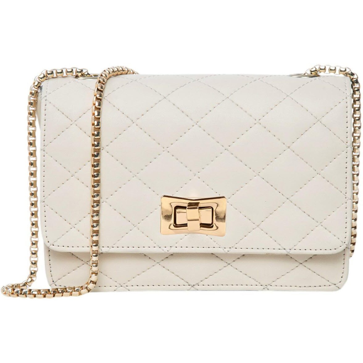 ADISA Women's Girls Party Sling Bag with Gold Chain (SL5090-CRE_Off White)