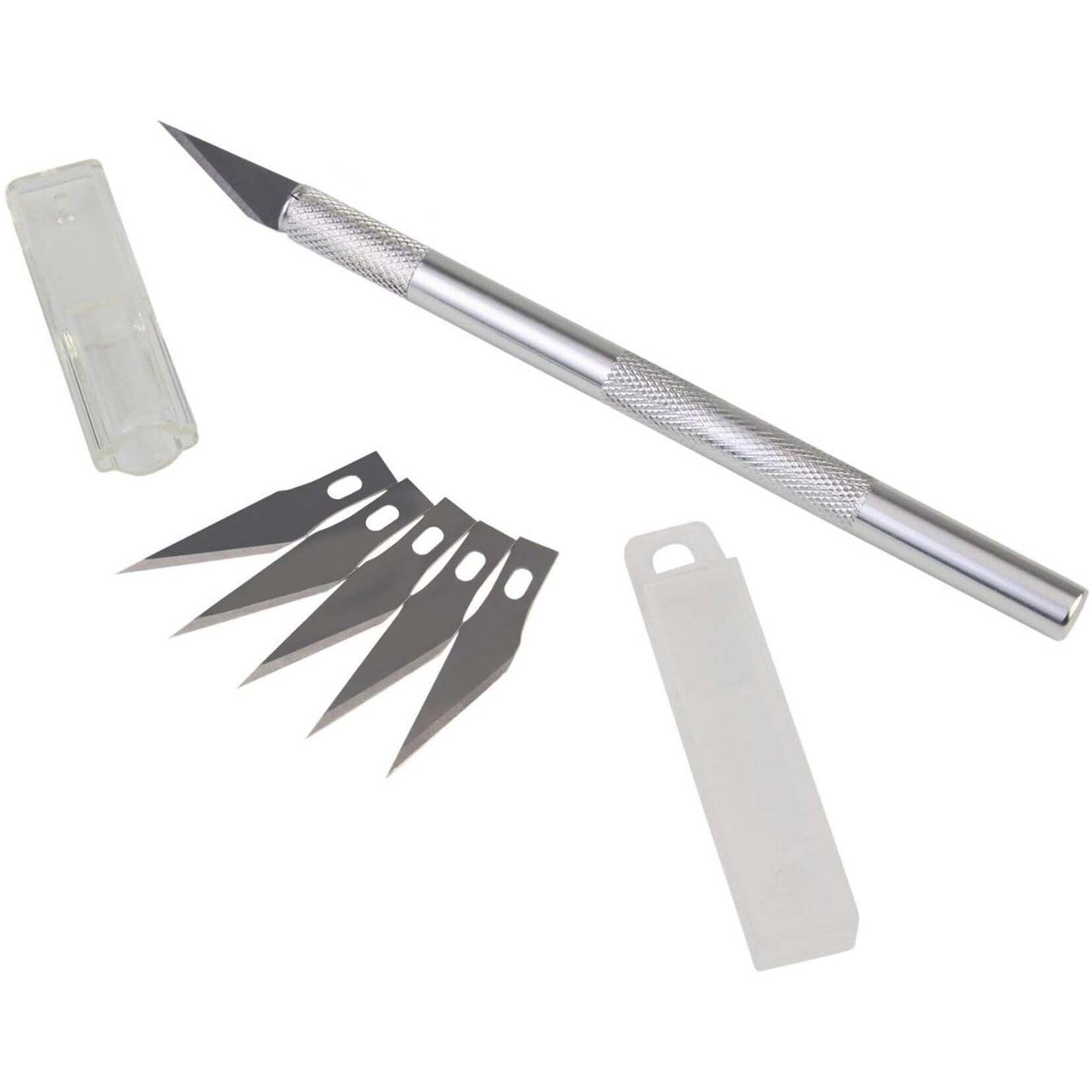 Detail Precision Pen Knife with 5 Interchangeable Sharp Blades for Carving & Mat Cutting Paper Cardboard Sheets Craft Razor Cutter Blade Art Pencil Pack of 1