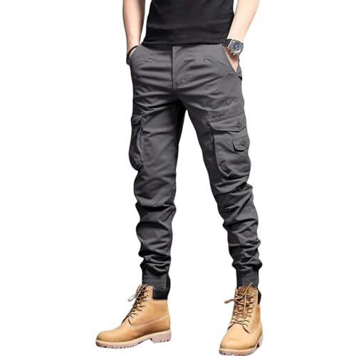 Lymio Men Cargo || Men Cargo Pants || Men Cargo Pants Cotton || Cargos for Men (Cargo-09-12) (S, Grey)