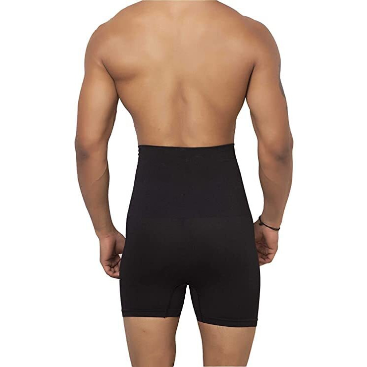 KROYWEN Men Tummy Control Seamless Shorts High Waist Slimming Underwear Body Shaper Belly Girdle Boxer Stomach Fitness for Exercise & Workout Briefs Black