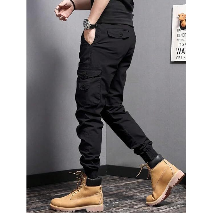 Lymio Men Cargo || Men Cargo Pants || Men Cargo Pants Cotton || Cargos for Men (Cargo-09-12) (XL, Black)