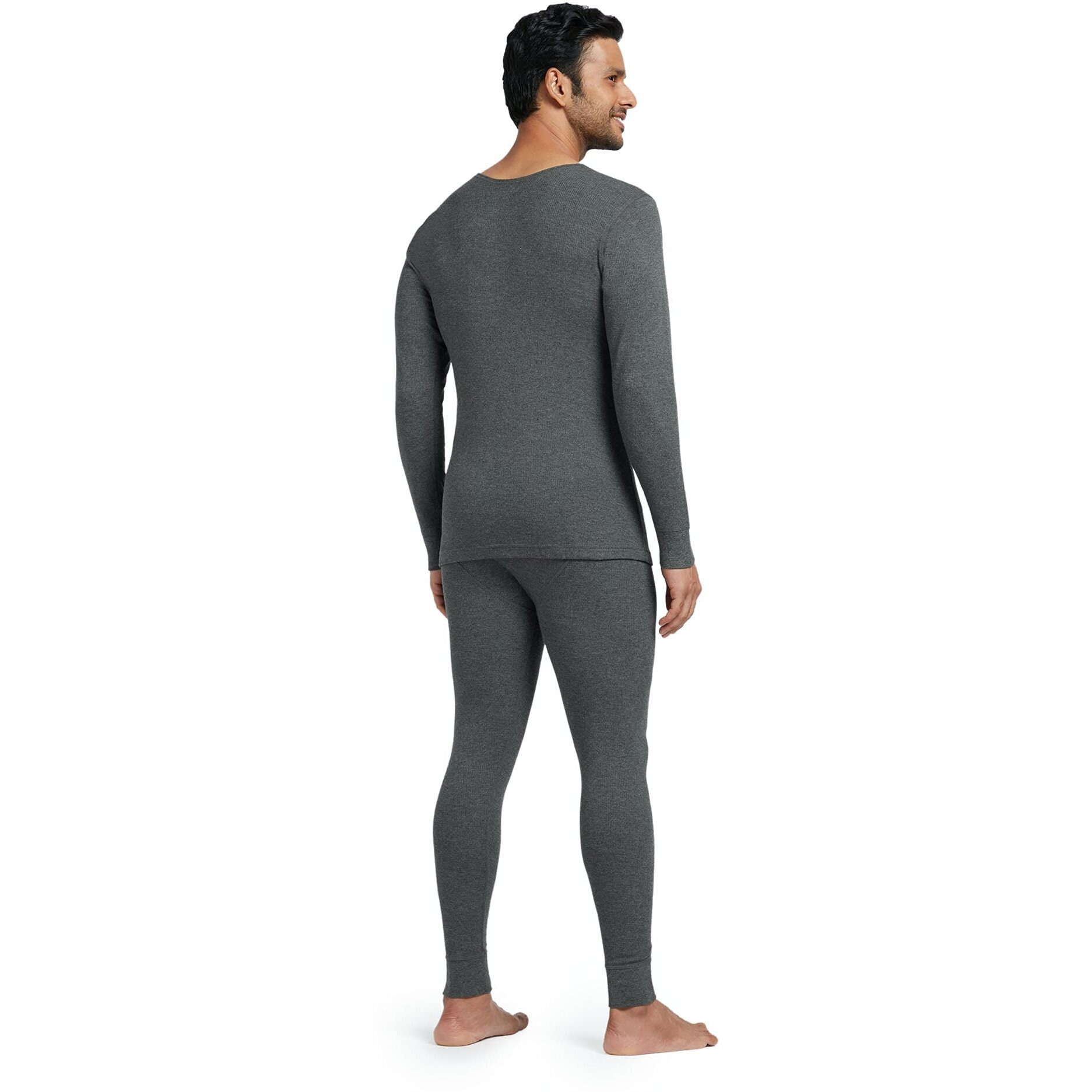 XYXX Men's Thermal Set | Antibacterial, Skin Friendly with Superior Heat Retention | Slim Fit Solid Alpine IntelliHeat Thermal Set | Pack of 1 (Charcoal Grey, Medium)