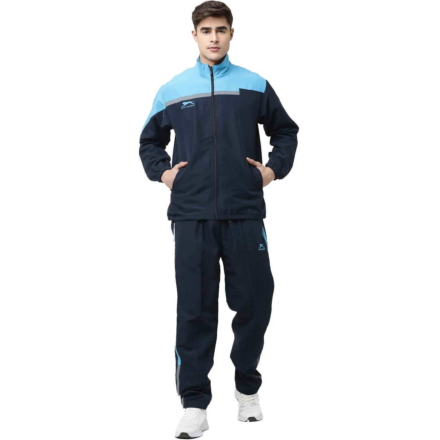 Shiv Naresh Track Suit for Men | Regular Fit | Sports Wear | Moisture Wicking | Navy/Cyan | Style no. 421B