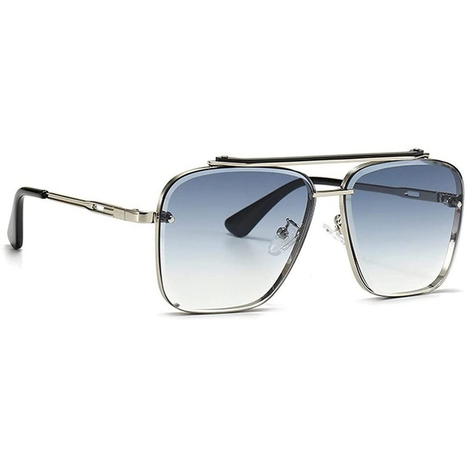 Dervin UV Protected Driving Pilot Gradient Metal Body Square Sunglasses for Men and Women (Blue Gradient) - Pack of 1