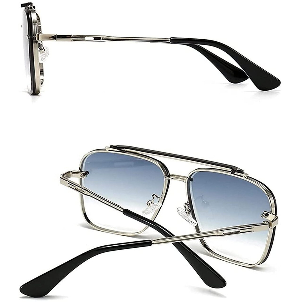 Dervin UV Protected Driving Pilot Gradient Metal Body Square Sunglasses for Men and Women (Blue Gradient) - Pack of 1